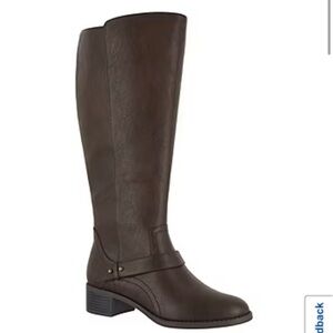 Easy Street Womens Jewel Stacked Heel Riding Boots Brown
